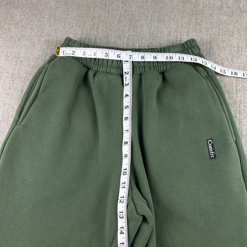 Comfrt Fleece Joggers Womens S Green Oversized Sweatpants Cozy Soft Loungewear - Picture 3 of 5